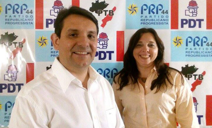 Zé Antônio da Bruel e a advogada Dra. Beatriz Fazanaro Pelosi,
da coligação "Iracemápolis, uma cidade de todos" (Foto: Divulgação)