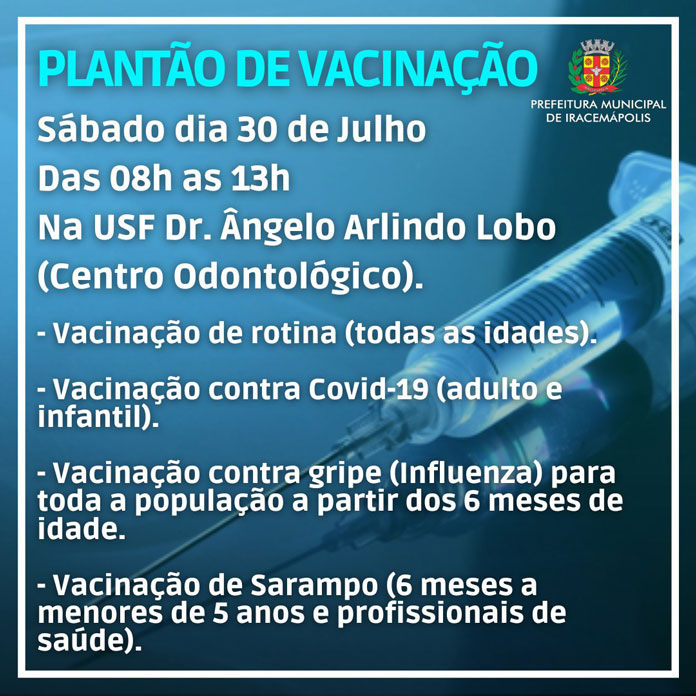 Saude-realiza-novo-Plantao-de-Vacinacao-no-proximo-dia-30-de-julho