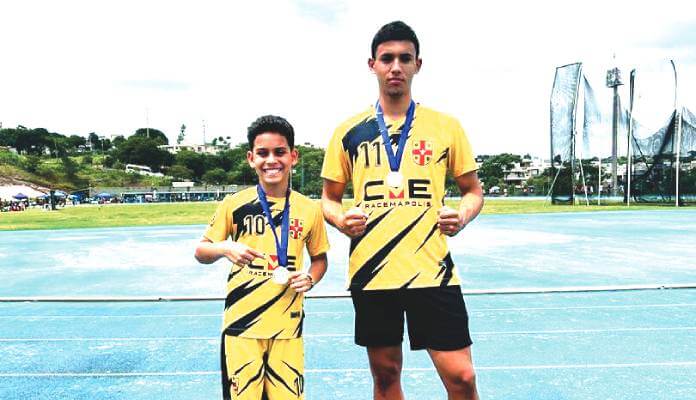 Kaio Henrique Reis Arruda, conquistou o 2º lugar no lançamento de pelotas e Lucas Santonino Pereira, campeão dos 100 metros rasos